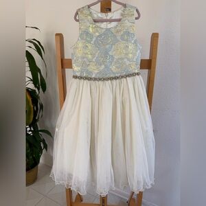 American Princess Blue and Gold Floral Dress
